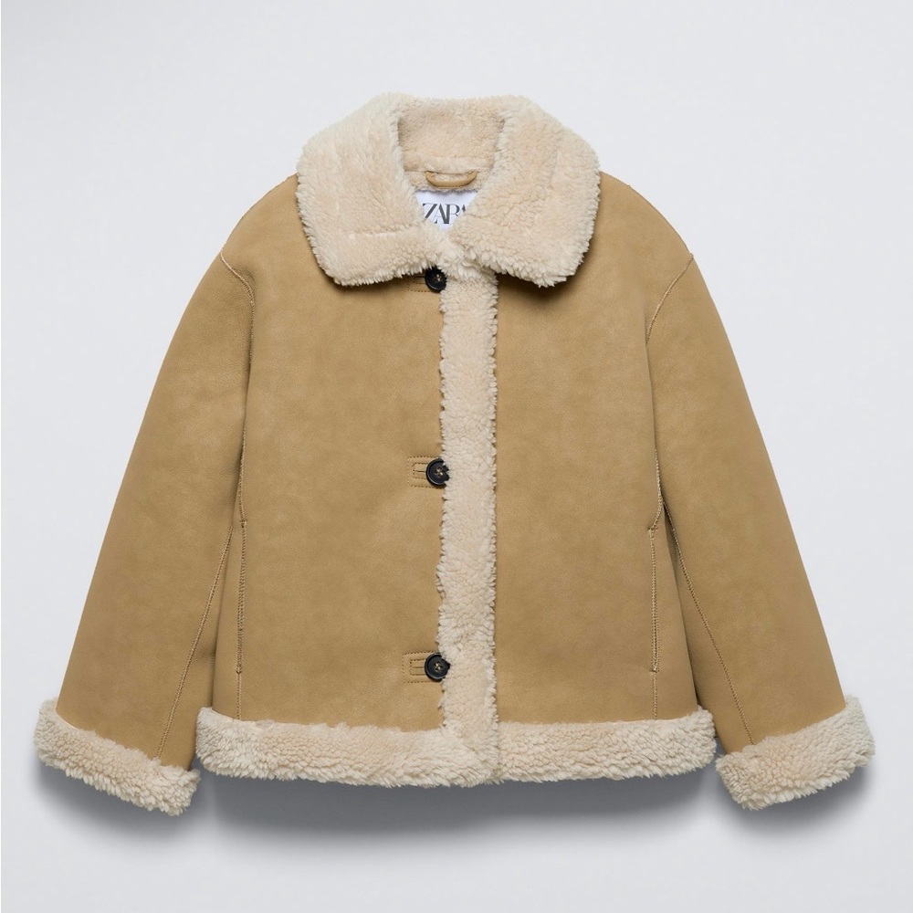 Zara Kids Light Camel Double-Faced Fleece Lined Jacket Size 13-14 Years